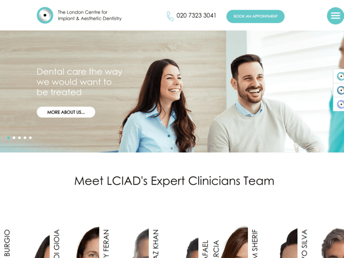 Homepage of the LCIAD specialist dentistry website