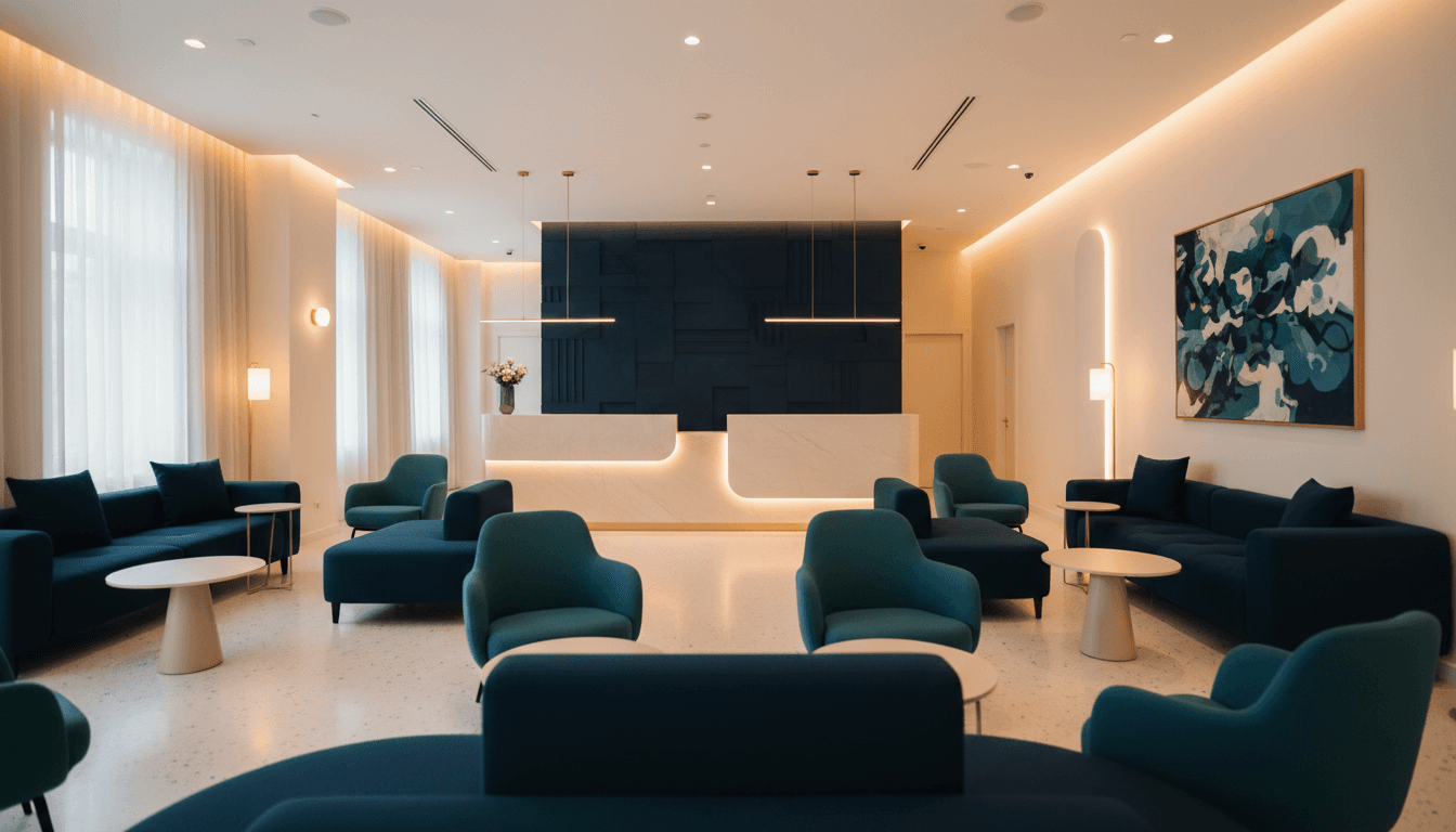 Modern private clinic reception interior