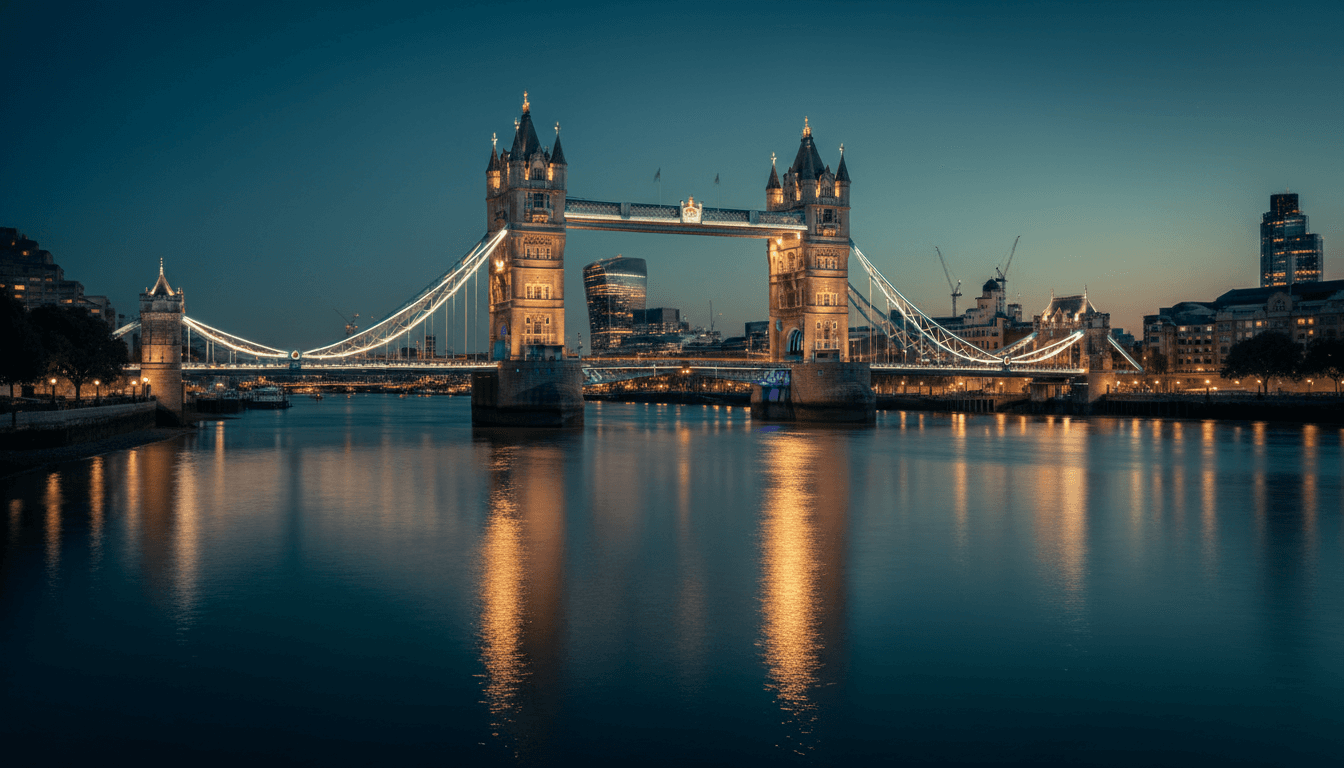 Tower Bridge in London at blue hour
